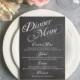 Printable Chalkboard Dinner Menu Card, DIY Wedding Reception Menu, Vintage Chalk Board Sign by Event Printables