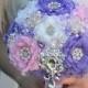 Bridal brooch bouquet, wedding bouquet, fabric flower bouquet, alternative bridal bouquet, pink, lilac, purple bouquet.