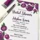 Watercolor Wedding Shower Invitation - Rose Bridal Shower Card (Set of 25) "Lovely Roses" Purple Wedding Bridal Shower - Watercolor Wedding