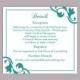 DIY Wedding Details Card Template Editable Word File Instant Download Printable Details Card Teal Blue Details Card Elegant Enclosure Cards