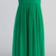 Chiffon Ruched Green Straps Sleeveless Floor Length