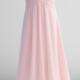 Chiffon Ruched Pink Straps Sleeveless Floor Length