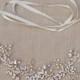 The Audrey - Silver Twined Rhinestone Encrusted Bridal Headband Wreath White Ivory Ribbon Crown Wedding Bride Crystals Boho headpiece Belt