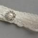 Wedding Garter, Bridal Garter, Lace Wedding Garter, Toss Garter,  Pearl & Crystal Accents - comes in Ivory, White, or Off-white - "Blythe"