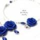 SET - Blue Rose Personalized Initial Disc Bracelet and Earring, Blue Bridesmaid Jewelry, Rose Jewelry, Bridal Flowers, Bridesmaid Bracelet