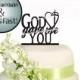 Silhouette God Gave Me You With Heart and Cross Wedding Cake Topper