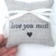 Ring Bearer Pillow, Wedding decor, Love you most, ring pillow, 4 x 4 inches - Choose your fabric and ink color