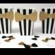 Black and White Popcorn Boxes with bow-tie, set of 10 wedding, Oscars, black tie, birthday