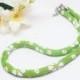 Daisy  Necklace green choker white flower jewely floral Bead crochet rope Minimalist Modern Jewelry Beadwork gift for her spring trend