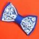 Embroidered Electric blue bow tie Well to coordinate with stuff in Sapphire Arctic colors Winter wedding Men's bowties Boys Wedding bow tie