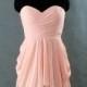 Short bridesmaid dresses blushing pink chiffon and lovely sweetheart a-line dress strapless prom dress