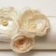 Shabby Chic Ivory Bridal Clutch or  Bridesmaid Clutch Set - Kisslock Snap Petite Bouquet Clutch - Ivory Pearl Champagne Flower Blossoms