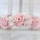 Light pink flower crown - white and pink wedding floral hair wreath - headpiece - hair accessories for girls - garland