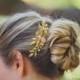 Woodland,Golden Leaf  and Enamel Flower Hair Comb,Gold Leaf Vine White Flower Hair Comb,Gold Brass Wedding Flower Hair Comb,Prom,Reign,Greek