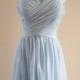 Light Blue Sweetheart Bridesmaid Dress Knee-length/Floor length Light Mint Chiffon Strapless Bridesmaid Dress