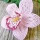 Beaded Cymbidium Orchid hair clip in Pink, french beaded flower hair fascinator 