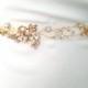 Gold Bridal Crystal Sash. Rose Gold Rhinestone Pearl Applique Wedding Belt. Vintage Gold Belt-Style 780