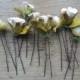 Mini Bridal Flower Hair Pins Flower Girl Hair Pins Festival Hair Boho Hair Flowers SET OF 8 Ivory White Mix
