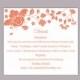 DIY Wedding Details Card Template Editable Word File Download Printable Details Card Floral Orange Detail Card Elegant Information Card