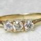 Diamond Engagement Ring 14K Yellow Gold Diamond Anniversary Diamond Ring Three Stone Ring Past Present Future Engagement Ring