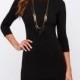Black Long Sleeve Split Backless Dress - Sheinside.com