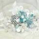 Aqua Hair Comb- Mint blue Bridal Clip- Sea Blue Wedding Hairpiece-Sea Glass Bridal Comb- Aqua Hair Accessories- Floral Hair Accessories