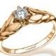 14k Rose Gold Ring, Engagement Ring, Diamond solitaire ring, Leaves Engagement Ring,  Diamond Ring, Leaf Ring, Solitaire ring,Rose gold Ring