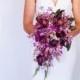 Bridal Bouquet, Wedding bouquet, cascading bouquet, purple bouquet, real touch flowers, alternative bouquet, modern bouquet, Lilies,