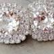 Clear Crystal Earrings,Silver Bridal Earrings,Large Stud Earrings,silver Bridesmaid Gift,silver Wedding,Swarovski Earrings,halo,silver Gold