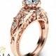 Moissanite Vintage Engagement Ring Forever One Moissanite Ring 14K Rose Gold Vintage Engagement Ring