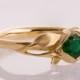 Leaves Engagement Ring - 14K Gold and Emerald engagement ring, engagement ring, leaf ring, filigree, antique, art nouveau, vintage, 6