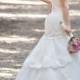 H1572 Graceful sweetheart neck tiered lace trumpet wedding dress