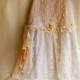 Blue and grey rustic wedding dress in linen and lace. Vintage lace wedding dress. Bohemian wedding. Size Medium