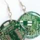 Circuit board earrings - Geeky earrings - recycled computer - round dangle earrings - 23 mm, resin