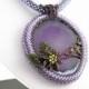 Bead Embroidery Necklace. The image on the agate beadwork, rope, gift for her