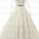 Long Sleeve Ball Gown Wedding Dress Vintage Beading Crystal Tulle White/Ivory Sweep Strap Women Bridal Gowns