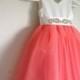 Custom Ivory and Coral Tulle Dress with Rhinestone Sash for Natalie