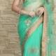 Sky-blue Embroidered Georgette Saree With Blouse