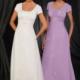 Chiffon Short Sleeves White Ruched Lilac Floor Length