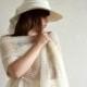 Ivory Linen Scarf Ivory Wedding Scarf  Bridal Shawl Linen Wrap Lace Stole Light And Sheer Knitted Linen Scarf Lacey Wings
