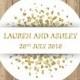 Personalized Wedding Stickers - White and Gold Hearts Design