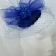 Sapphire Royal Cobalt Blue Blusher Veil Wedding Fascinator Mini Hat - 'Custom Made To Order'