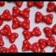 Red polka dot bows -- Ready to ship -- Cupcake toppers cake decorations cake pops Minnie Mouse (24 pieces)