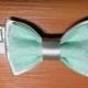 Mens bow tie Embroidered Grey Satin Mint Bowtie Wedding Tie Groom Ties Birthday Gift Boyfriend Necktie Cadeau d'anniversaire Cravate d'ami