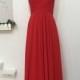 Red Elegant A-line Sweetheart Floor-length Ruffles Chiffon Dress Long Evening Dress - Prom Dress - Bridesmaid Dress 2015 New