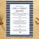 Nautical Engagement Invitation, Tie the Knot Invitation - digital or printed - beach engagement invite, navy blue stripes, modern engagement