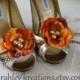 FALL HARVEST Shoe Clips -- Burnt Orange Pumpkin Peony Flower Wedding Shoes Ivory Guniea Feathers Fall Autumn Bride Bridesmaid Accessory