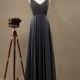2016 Dark Grey Bridesmaid dress, Lace Wedding dress, Double Straps Prom dress, Evening dress floor length