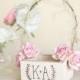 Personalized Rustic Chic Flower Girl Basket Paper Roses Baby's Breath Barn Wedding (Item Number MMHDSR10047)