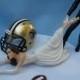 Wedding Cake Topper New Orleans Saints G Football Themed w/ Garter N.O. Sports Fans Bride and Groom Sporty Centerpiece Reception Gift Item